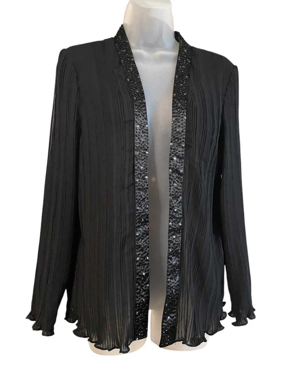 Scarlett Nite black Jacket cardigan vertical pleat Size 14 EUC